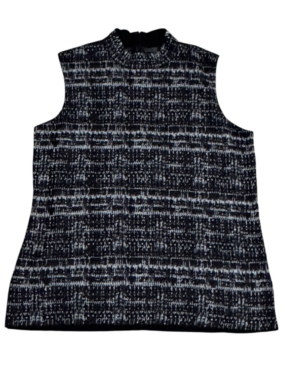 MISOOK Black Purple Textured Sleeveless Mock Neck Top Shirt Work Business M